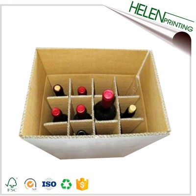 Custom corrugated shipping 12 bottle wine box with dividers